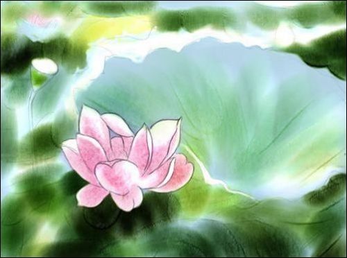 Painter手绘荷花水彩画_天极设计在线转载