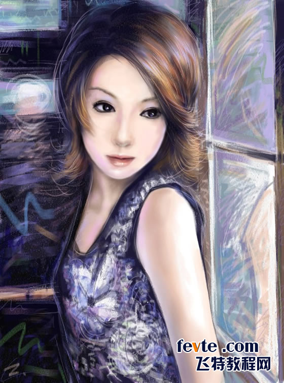 运用painter Charcoal(炭笔)绘制漂亮气质女孩 全福编程网