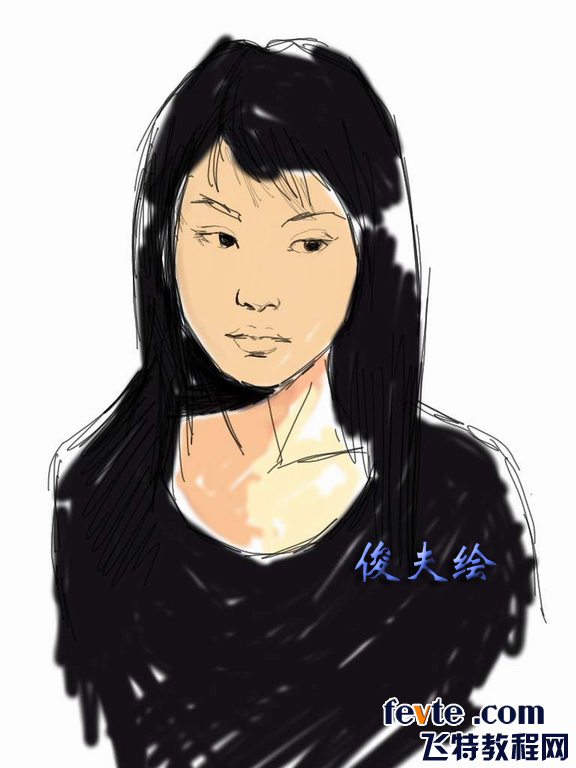 女孩肖像写生 脚本之家 painter教程