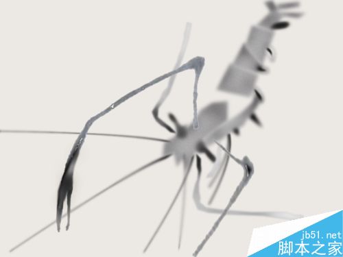 ps简单绘制一只中国风的水墨虾 全福编程网