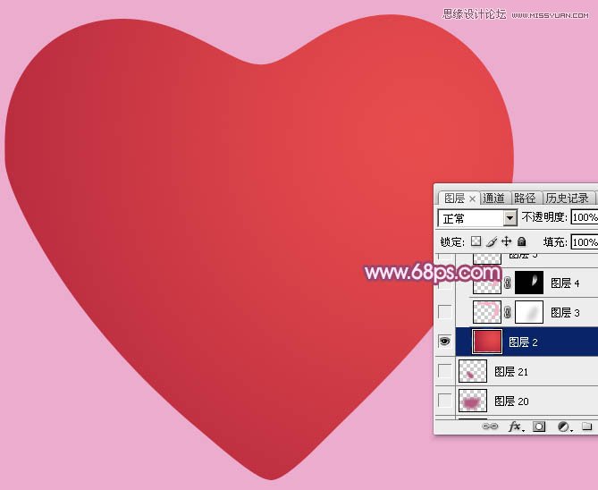 Photoshop绘制立体风格的红心教程,PS教程,素材中国