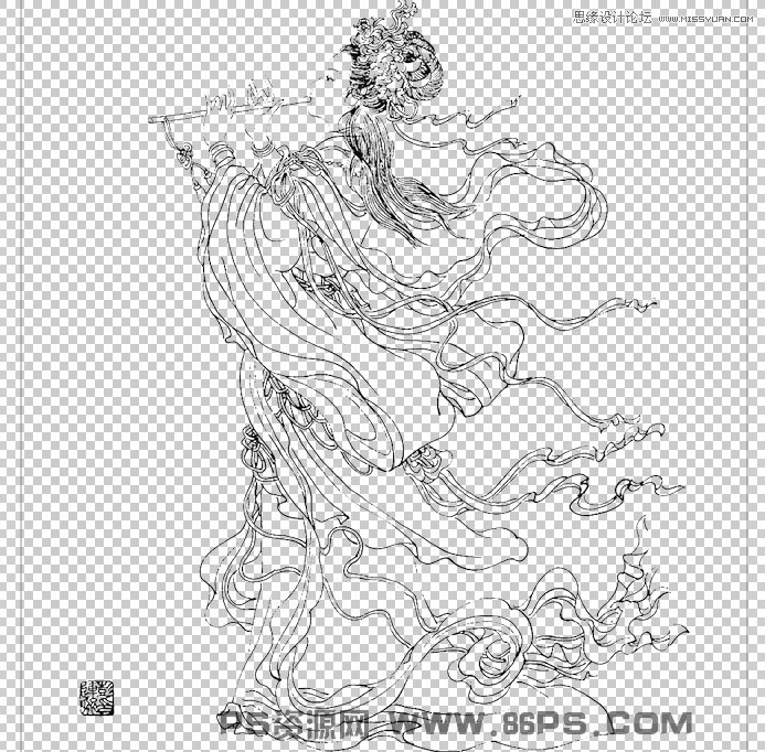 Photoshop使用去选区快速的抠出手绘线稿,PS教程