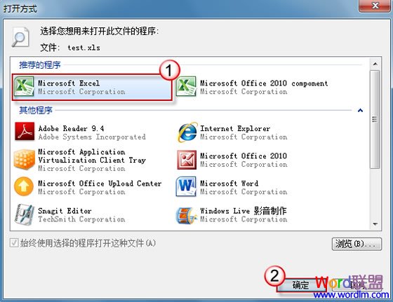 选择Microsoft Excel