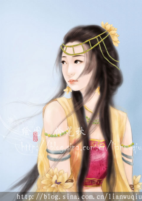 PS绘制《古剑奇谭》巽芳公主唯美古装言情风格插画 全福编程网